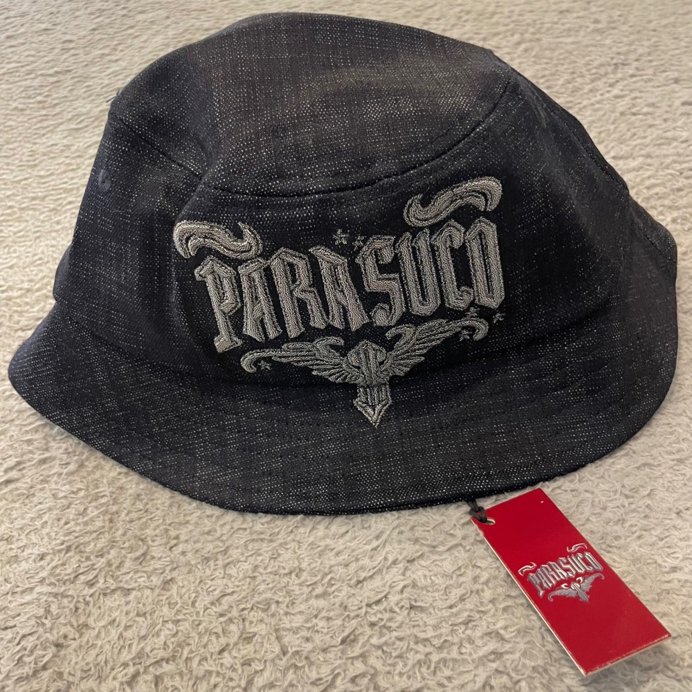 NWT Parasuco Denim Bucket Hat Unisex One Size Dark Indigo Embroidered Y2K